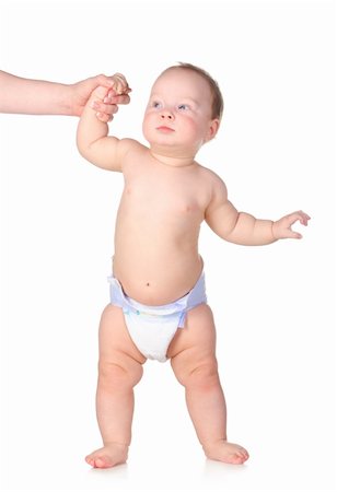 simsearch:400-04637418,k - strong little baby is standing, isolated on white background Stock Photo - Budget Royalty-Free & Subscription, Code: 400-05891862