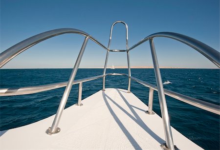 View from the bow of a large luxury motor yacht Stock Photo - Budget Royalty-Free & Subscription, Code: 400-05891887