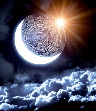 2012. Maya prophecy. Vertical background with calendar and space cloud Stock Photo - Budget Royalty-Free & Subscription, Code: 400-05892089