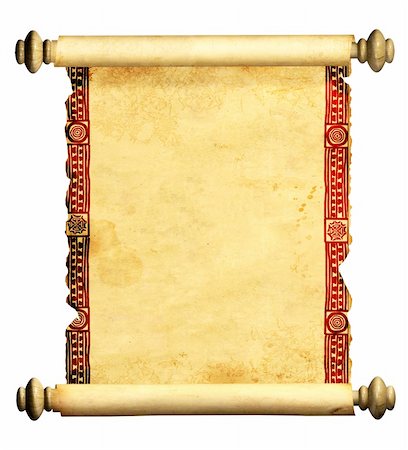 scroll parchments - Scroll of old parchment. Object isolated over white Stock Photo - Budget Royalty-Free & Subscription, Code: 400-05892091