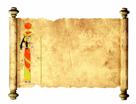 simsearch:400-04138680,k - Scroll with Egyptian goddess Isis image. Isolated over white Foto de stock - Super Valor sin royalties y Suscripción, Código: 400-05892107