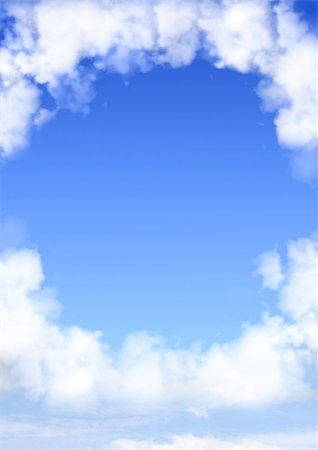 peaceful human - Blue sky with a frame from white clouds Foto de stock - Super Valor sin royalties y Suscripción, Código: 400-05892114