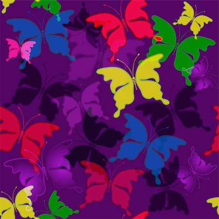 simsearch:400-05890035,k - Seamless dark violet pattern with transparent colorful butterflies (vector EPS 10) Foto de stock - Super Valor sin royalties y Suscripción, Código: 400-05892168