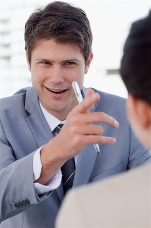 simsearch:400-04187120,k - Portrait of a happy manager interviewing a female applicant in his office Stock Photo - Budget Royalty-Free & Subscription, Code: 400-05892372