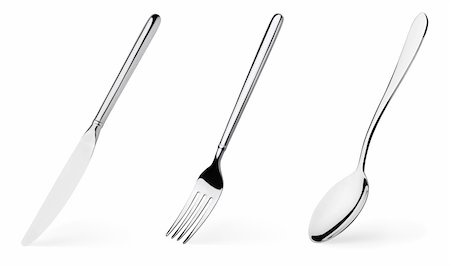 simsearch:400-06088174,k - Fork, spoon and knife isolated on white background Photographie de stock - Aubaine LD & Abonnement, Code: 400-05892559