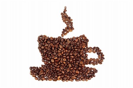coffee beans in the shape of the cup on a white background Stock Photo - Budget Royalty-Free & Subscription, Code: 400-05893321