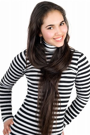simsearch:400-05883228,k - Playful pretty girl in striped blouse. Isolated Stock Photo - Budget Royalty-Free & Subscription, Code: 400-05893331