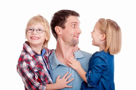 simsearch:400-07517983,k - father playing with his two children, smiling - isolated on white Foto de stock - Super Valor sin royalties y Suscripción, Código: 400-05893392