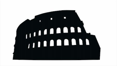 very big size Colosseum  black silhouette illustration Stock Photo - Budget Royalty-Free & Subscription, Code: 400-05893858