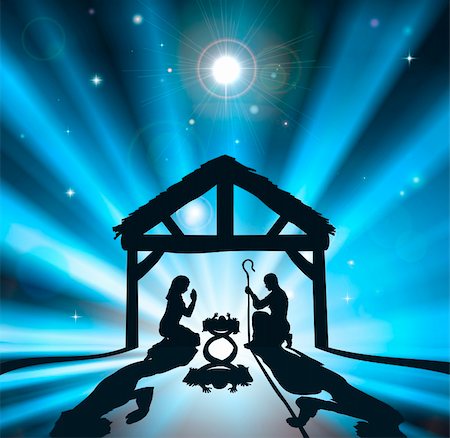 family and church - Christian Christmas nativity scene of baby Jesus in the manger with the virgin Mary and Joseph Stock Photo - Budget Royalty-Free & Subscription, Code: 400-05904212