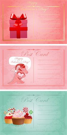 simsearch:400-09098455,k - Vintage valentine's day cute postcards. Vector illustration. Stockbilder - Microstock & Abonnement, Bildnummer: 400-05904266