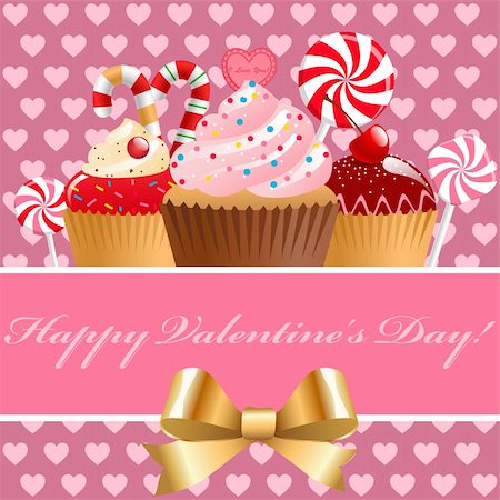 Valentine's day pastry and sweets. Vector illustration. Stock Photo - Budget Royalty-Free & Subscription, Code: 400-05904260
