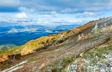 simsearch:400-05713513,k - October Carpathian mountain Borghava plateau with first winter snow and autumn colorful bilberry bushes Stock Photo - Budget Royalty-Free & Subscription, Code: 400-05904344