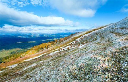 simsearch:400-05719597,k - October Carpathian mountain Borghava plateau with first winter snow and autumn colorful bilberry bushes Stock Photo - Budget Royalty-Free & Subscription, Code: 400-05904342