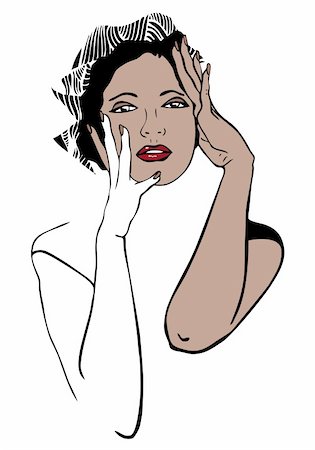 face card - Woman. Retro Portrait. Vector  Illustration white isolated. Stock Photo - Budget Royalty-Free & Subscription, Code: 400-05904564