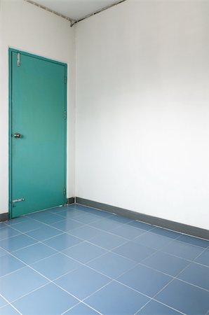 Green door corner white room and ceramic floor Fotografie stock - Microstock e Abbonamento, Codice: 400-05904637
