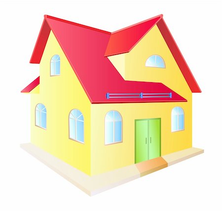 simsearch:400-04220963,k - Vector illustration of a house isolated on white Stockbilder - Microstock & Abonnement, Bildnummer: 400-05904673