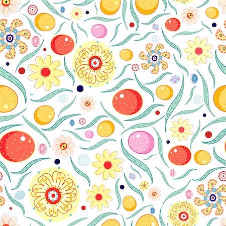 Seamless floral pattern with bright orange on a white background Stock Photo - Budget Royalty-Free & Subscription, Code: 400-05904863