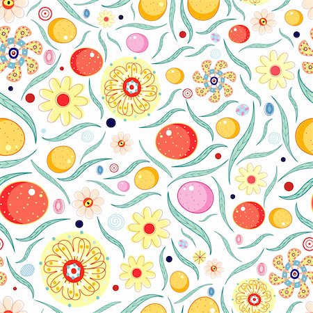 Seamless floral pattern with bright orange on a white background Foto de stock - Super Valor sin royalties y Suscripción, Código: 400-05904863