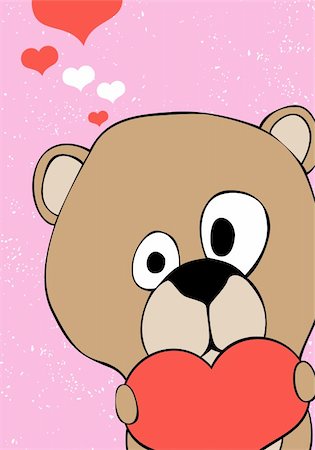 simsearch:400-04202513,k - Valentine illustration of funny cartoon bear with heart in hands Stock Photo - Budget Royalty-Free & Subscription, Code: 400-05905135