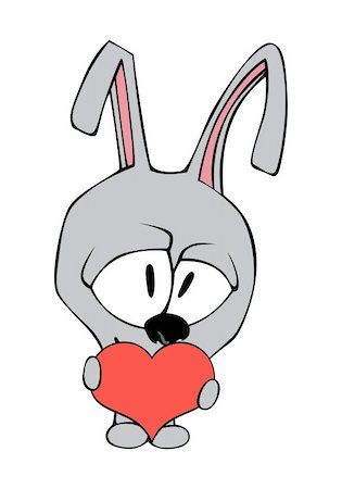 simsearch:400-04202513,k - Valentine illustration of funny cartoon rabbit with heart in hands Stock Photo - Budget Royalty-Free & Subscription, Code: 400-05905133