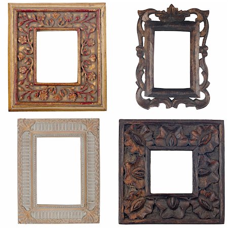 simsearch:400-04701957,k - Four antique picture frames isolated on white background. Stock Photo - Budget Royalty-Free & Subscription, Code: 400-05905190