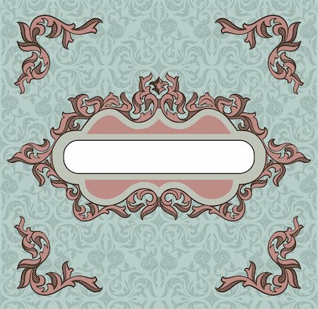 damask vector - abstract retro vintage floral frame vector illustration Stock Photo - Budget Royalty-Free & Subscription, Code: 400-05905249