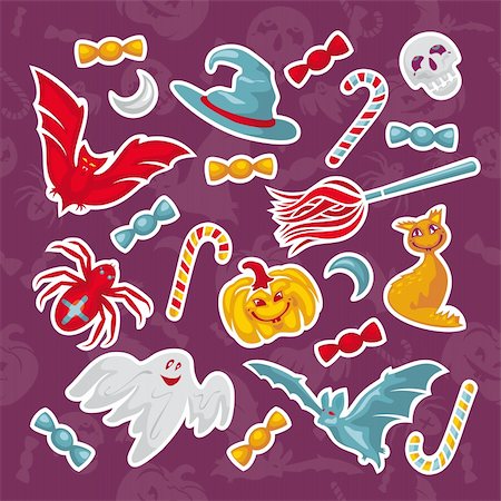simsearch:400-05673521,k - set of abstract Halloween icons vector illustration Stock Photo - Budget Royalty-Free & Subscription, Code: 400-05905254