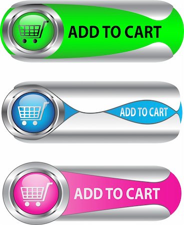 simsearch:400-04164257,k - Metallic Add To Cart button/icon set for web applications. Vector Stock Photo - Budget Royalty-Free & Subscription, Code: 400-05905404