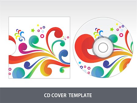 abstract colorful floral cd cover  vector illustration Foto de stock - Super Valor sin royalties y Suscripción, Código: 400-05905517