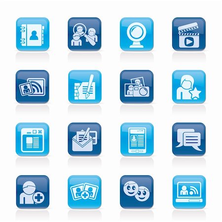 social networking and communication icons - vector icon set Stock Photo - Budget Royalty-Free & Subscription, Code: 400-05905567