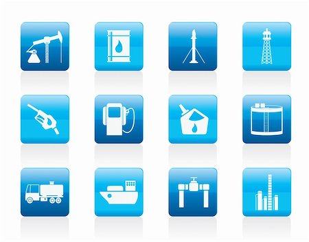 pumpjack - Oil and petrol industry icons - vector icon set Stock Photo - Budget Royalty-Free & Subscription, Code: 400-05905584