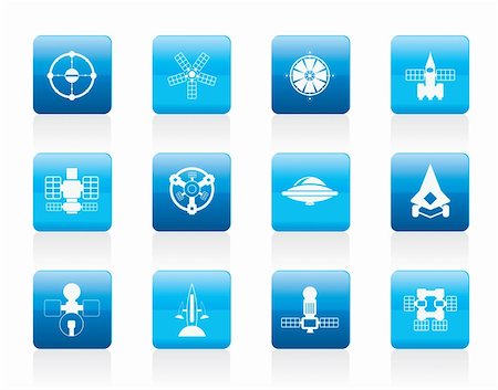 spaceship engine design - different kinds of future spacecraft icons - vector icon set Stock Photo - Budget Royalty-Free & Subscription, Code: 400-05905595
