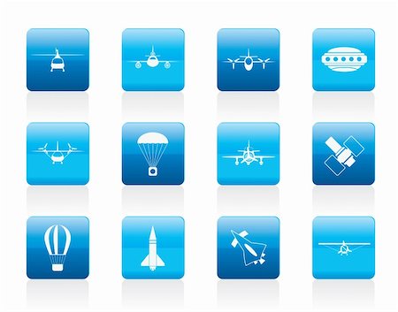 simsearch:400-03968548,k - different types of Aircraft Illustrations and icons - Vector icon set 2 Photographie de stock - Aubaine LD & Abonnement, Code: 400-05905596