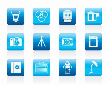 simsearch:400-04346908,k - Photography equipment icons - vector icon set Stock Photo - Budget Royalty-Free & Subscription, Code: 400-05905599