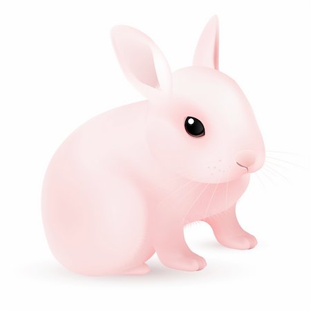 pastel spring pattern - Pink Easter Bunny. Illustration on white background for design Stock Photo - Budget Royalty-Free & Subscription, Code: 400-05905665