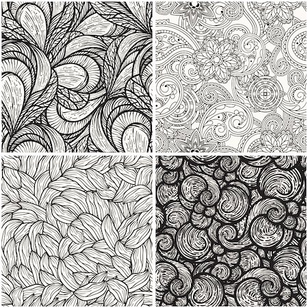 vector set with monochrome seamless  patterns Stock Photo - Budget Royalty-Free & Subscription, Code: 400-05905964