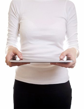 simsearch:400-04907702,k - Woman using a digital tablet on white Stock Photo - Budget Royalty-Free & Subscription, Code: 400-05906083