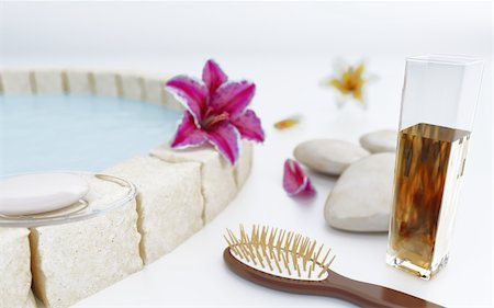 simsearch:400-06479158,k - Flowers stones and soap near water in spa salon Stock Photo - Budget Royalty-Free & Subscription, Code: 400-05906285
