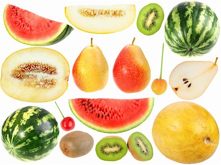 simsearch:400-05906235,k - Set of fresh fruits and berryes. Isolated on white background. Close-up. Studio photography. Stock Photo - Budget Royalty-Free & Subscription, Code: 400-05906310