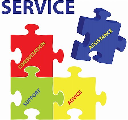 simsearch:400-07172957,k - Vector illustration of puzzles with words on the topic of service. Photographie de stock - Aubaine LD & Abonnement, Code: 400-05906377