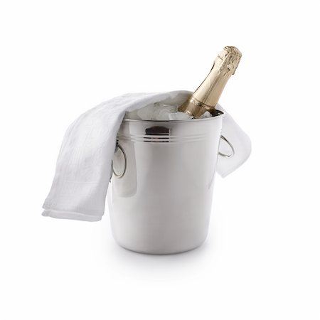 champagne bucket with ice and champagne bottle isolated on white Stock Photo - Budget Royalty-Free & Subscription, Code: 400-05906403