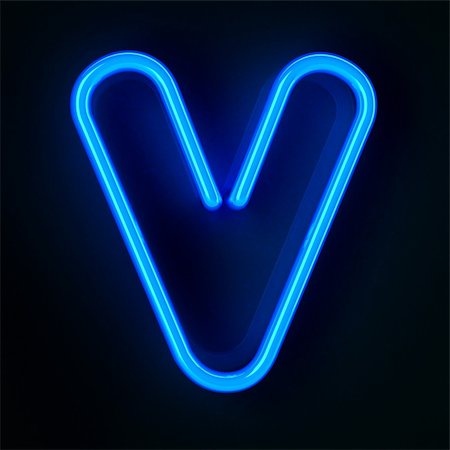 Highly detailed neon sign with the letter V Stock Photo - Budget Royalty-Free & Subscription, Code: 400-05906419