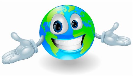 simsearch:400-06525993,k - Illustration of a smiling happy globe character with hands held out Foto de stock - Super Valor sin royalties y Suscripción, Código: 400-05906427