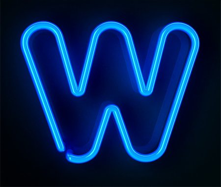 Highly detailed neon sign with the letter W Stock Photo - Budget Royalty-Free & Subscription, Code: 400-05906420