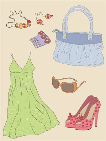funky fashion woman sketched - vector hand drawn fashion woman accessories Stock Photo - Budget Royalty-Free & Subscription, Code: 400-05906588