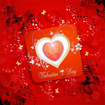 simsearch:400-05894205,k - Valentine's day card with butterflies Stock Photo - Budget Royalty-Free & Subscription, Code: 400-05906672