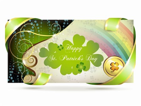 simsearch:400-05894214,k - Banner with clover and coin for St. Patrick's Day Stock Photo - Budget Royalty-Free & Subscription, Code: 400-05906686