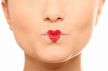 A close-up of female lips with a red heart on them Foto de stock - Super Valor sin royalties y Suscripción, Código: 400-05906721