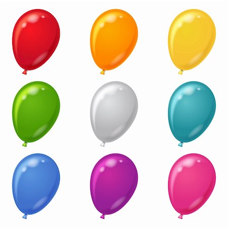 Set of balloons various beautiful colors, isolated, eps10, contains transparencies. Vector Stock Photo - Budget Royalty-Free & Subscription, Code: 400-05906933